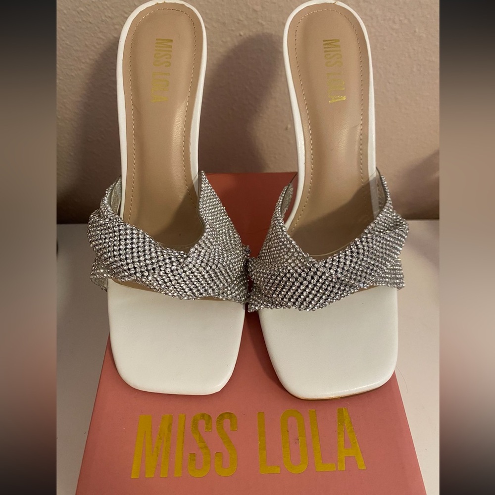White rhinestone Heels